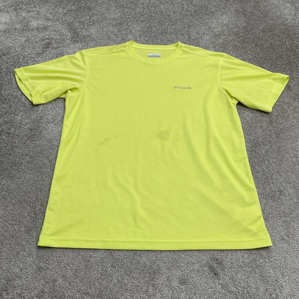 Columbia Meeker Peak Omni Wick T-Shirt Mens XL Yellow Crew Neck Short Sleeve